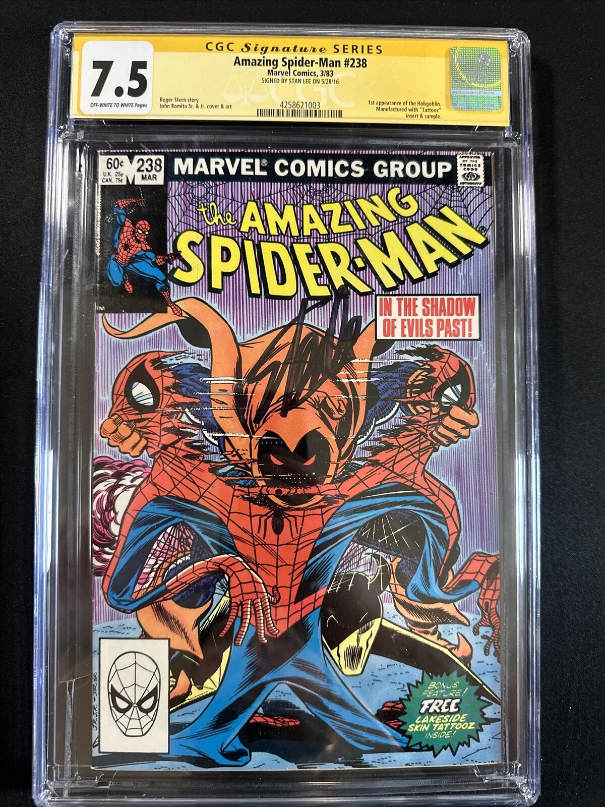 The Amazing Spider-Man 238 CGC 7.5 SS Signed Stan Lee Marvel Comics 1983 Bronze