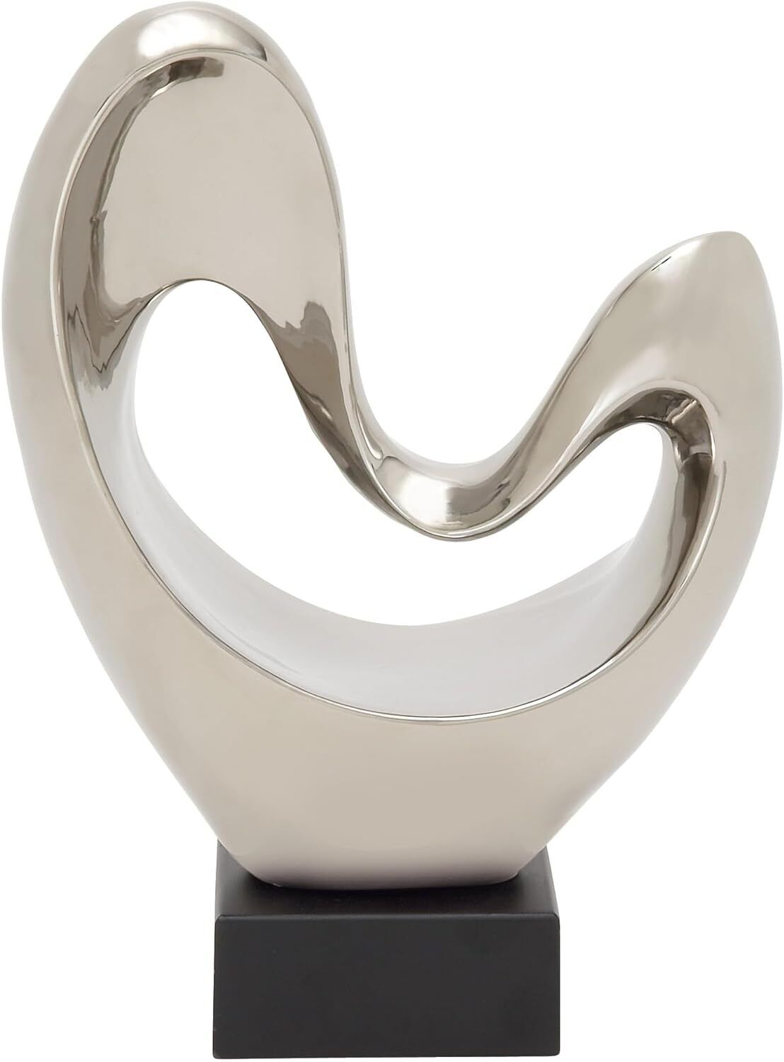Deco 79 Polystone Abstract Decorative Sculpture Heart Home Decor Silver 