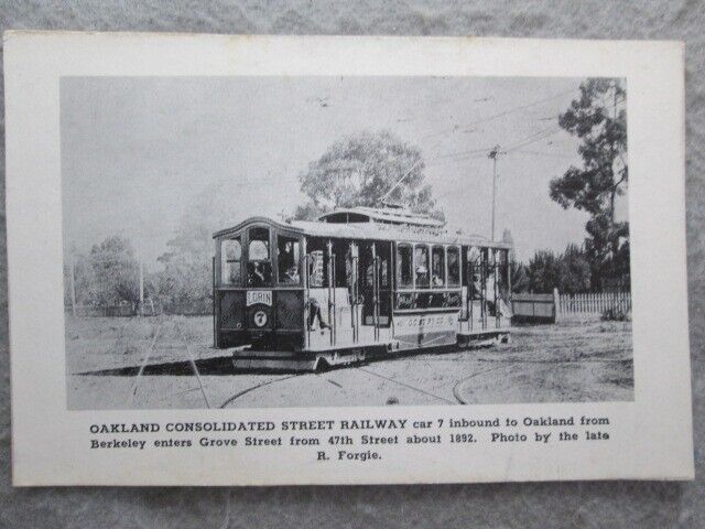 Antique Oakland Consolidated Street Railway Car 7, Oakland To Berkeley, CA Card