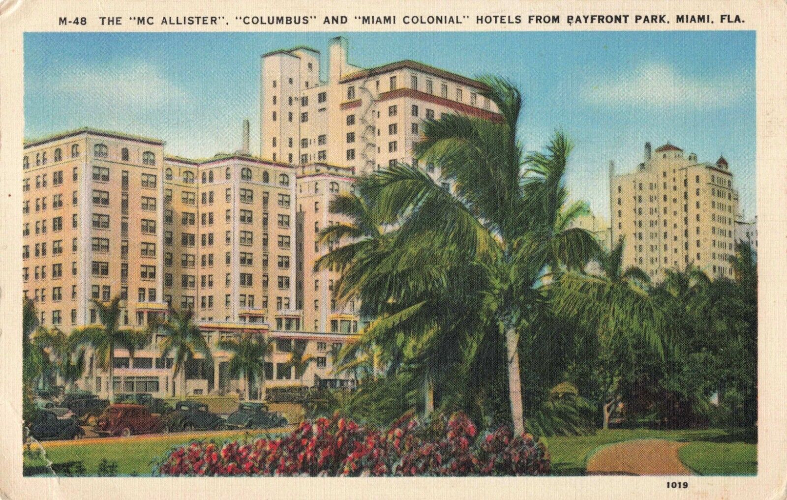 Miami FL Florida, MC Allister Columbus & Miami Colonial Hotels, Vintage Postcard