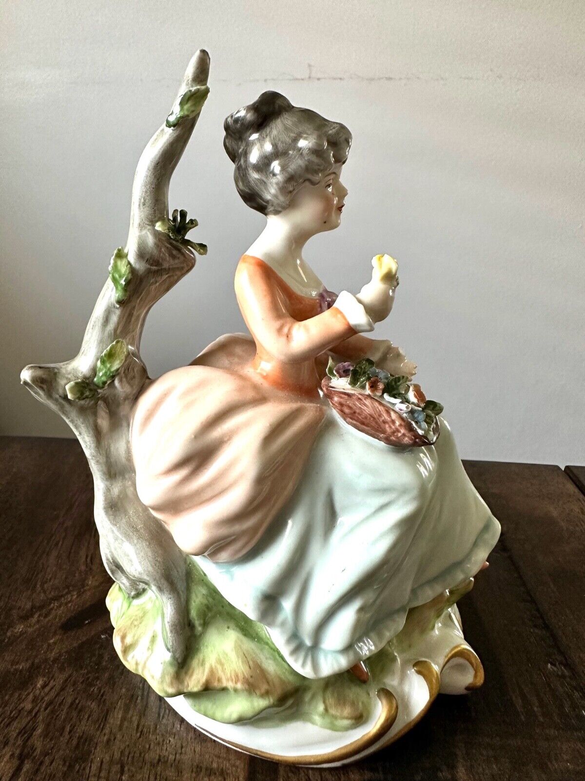 Vintage Unter Weiss Bach Porcelain Garden Lady Figurine, East Germany