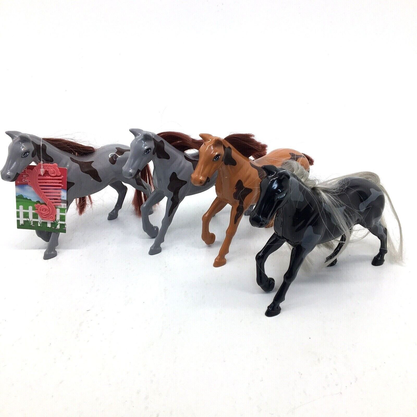 Greenbrier International Horse w/Brush Figure Toy + 3 Greenbrier Horses 5.5
