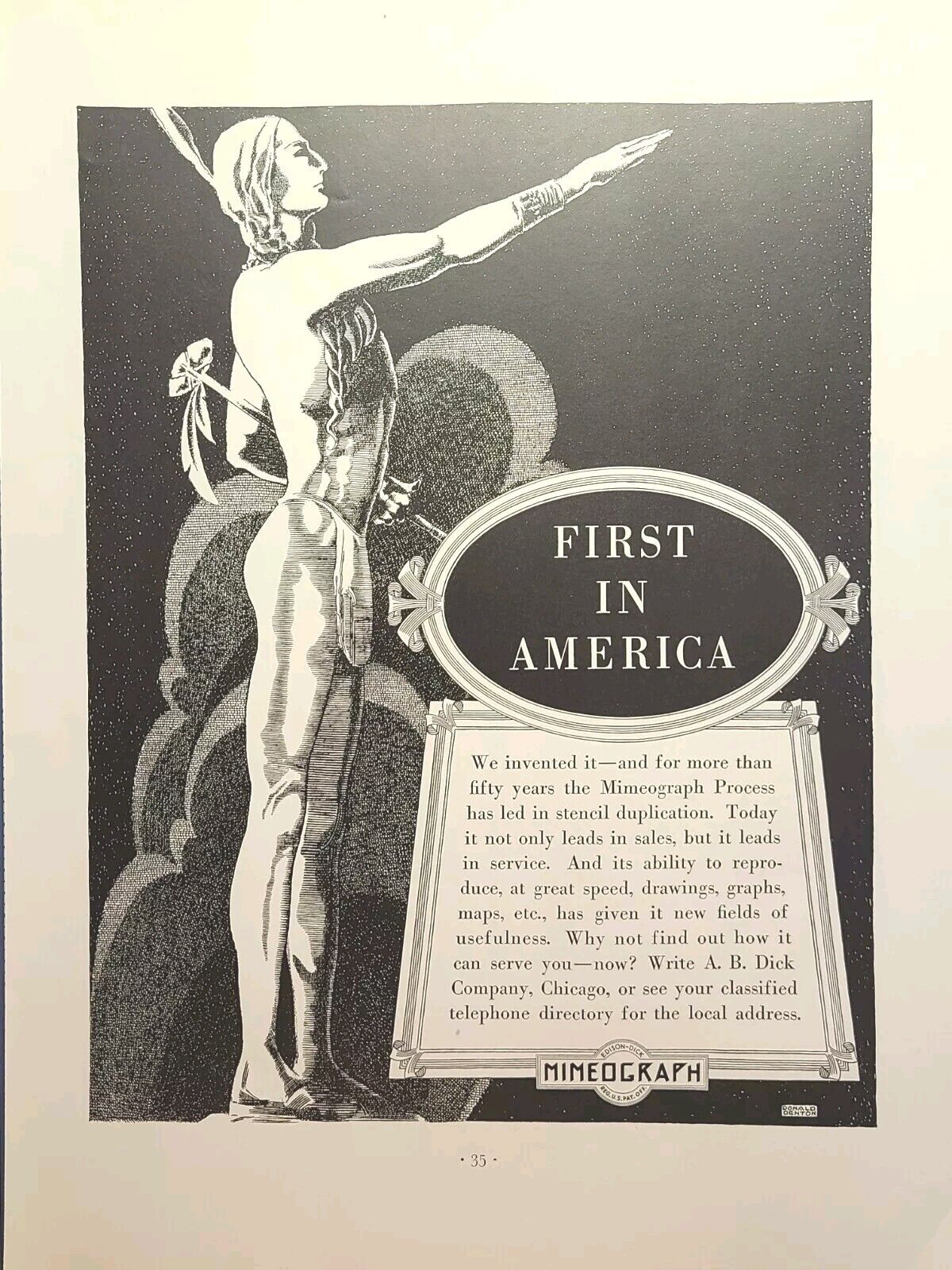 Edison-Dick Mimeograph Duplicator Copier Art Deco Indian Vintage Print Ad 1936