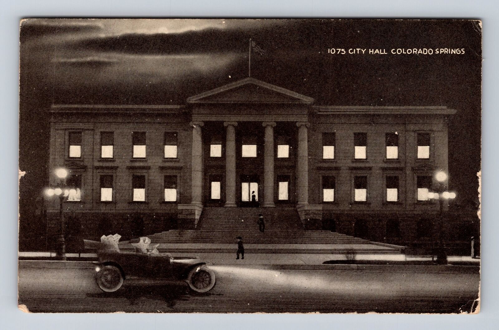 Colorado Springs CO-Colorado, Panoramic View City Hall, Antique Vintage Postcard