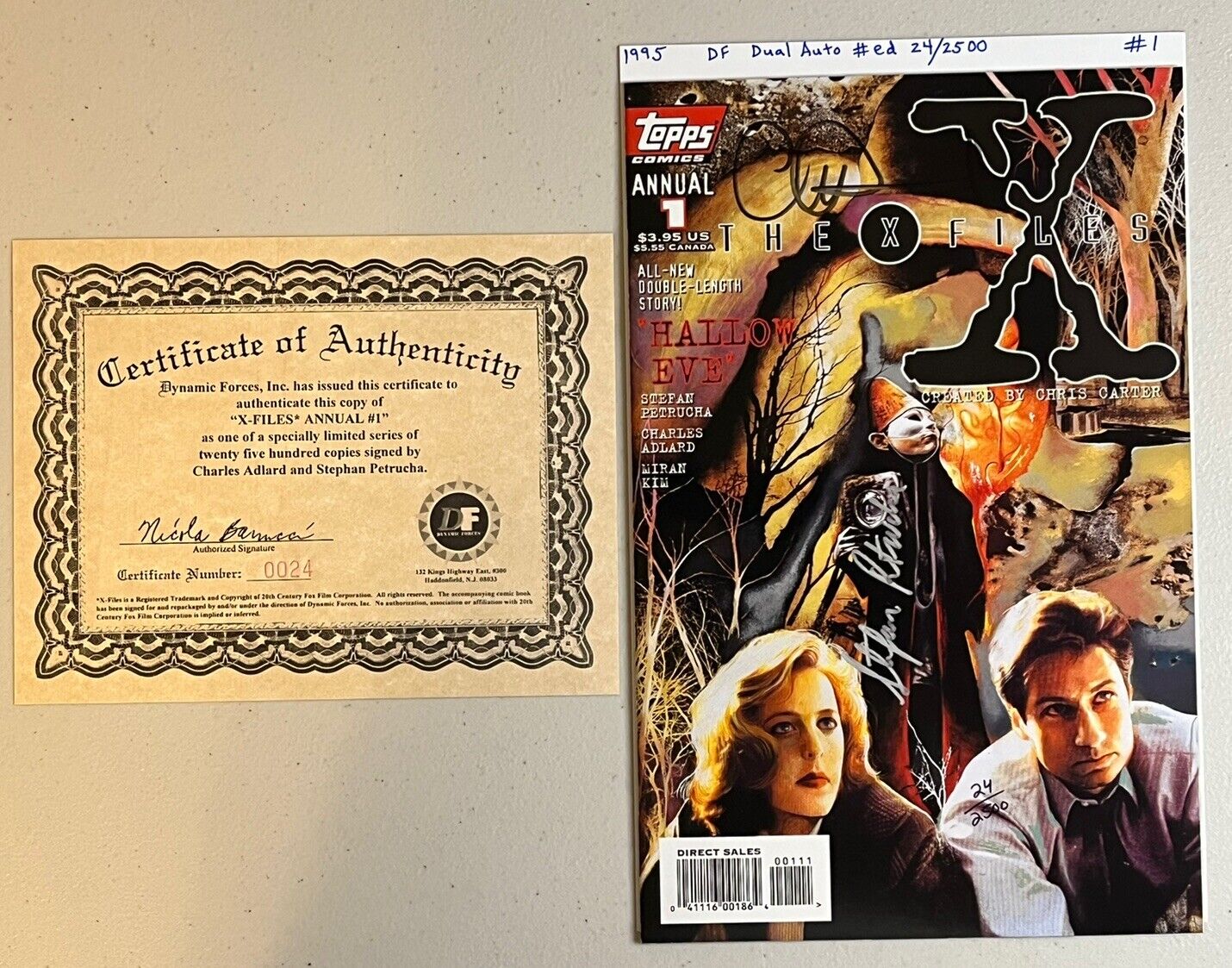 The X-Files Annual #1 Mulder Scully DF Dual Signed Edition w/COA Topps 1995
