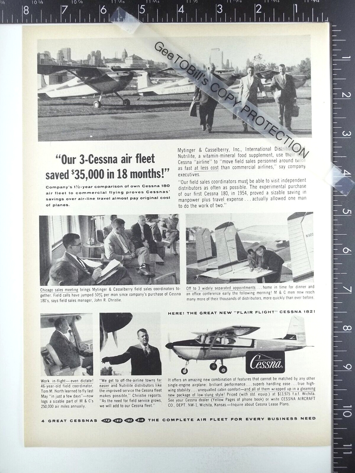 1957 ADVERTISING, Cessna 180 airplane aircraft 1958 1959 Mytinger & Casselberry