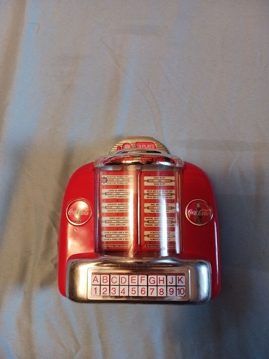 1996 Coca-Cola Mini Musical Coin Bank Jukebox Tested Working 
