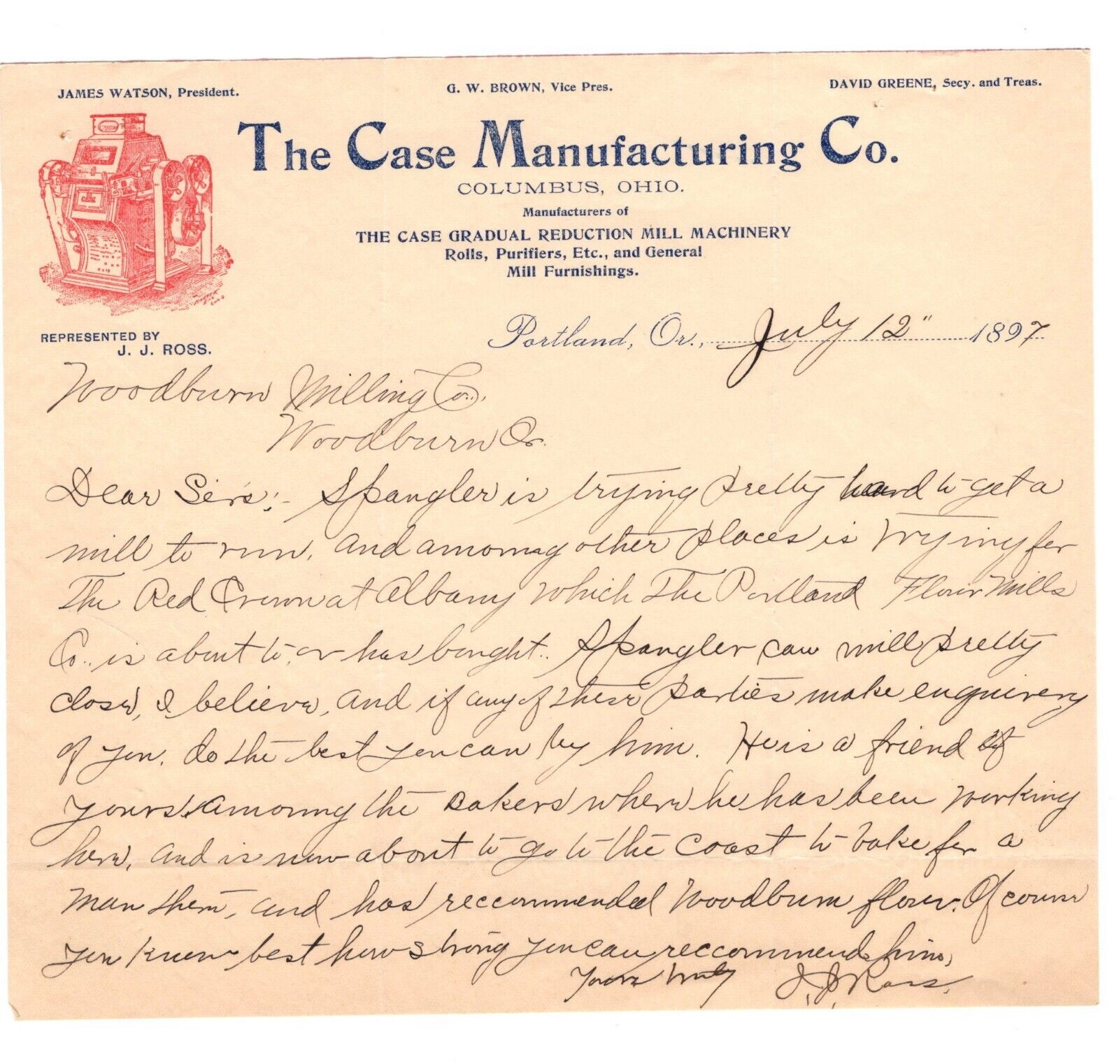 1897 Portland Oregon -Case Manufacturing, Mill Machinery Letter, Letterhead