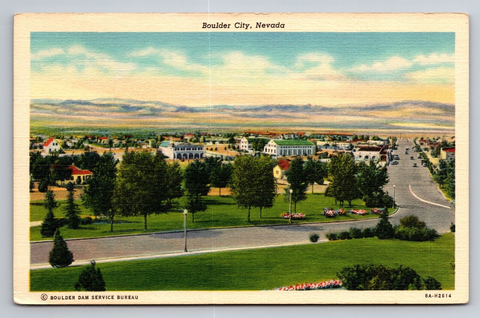 View Of Boulder City Colorado Vintage Unposted Linen Postcard