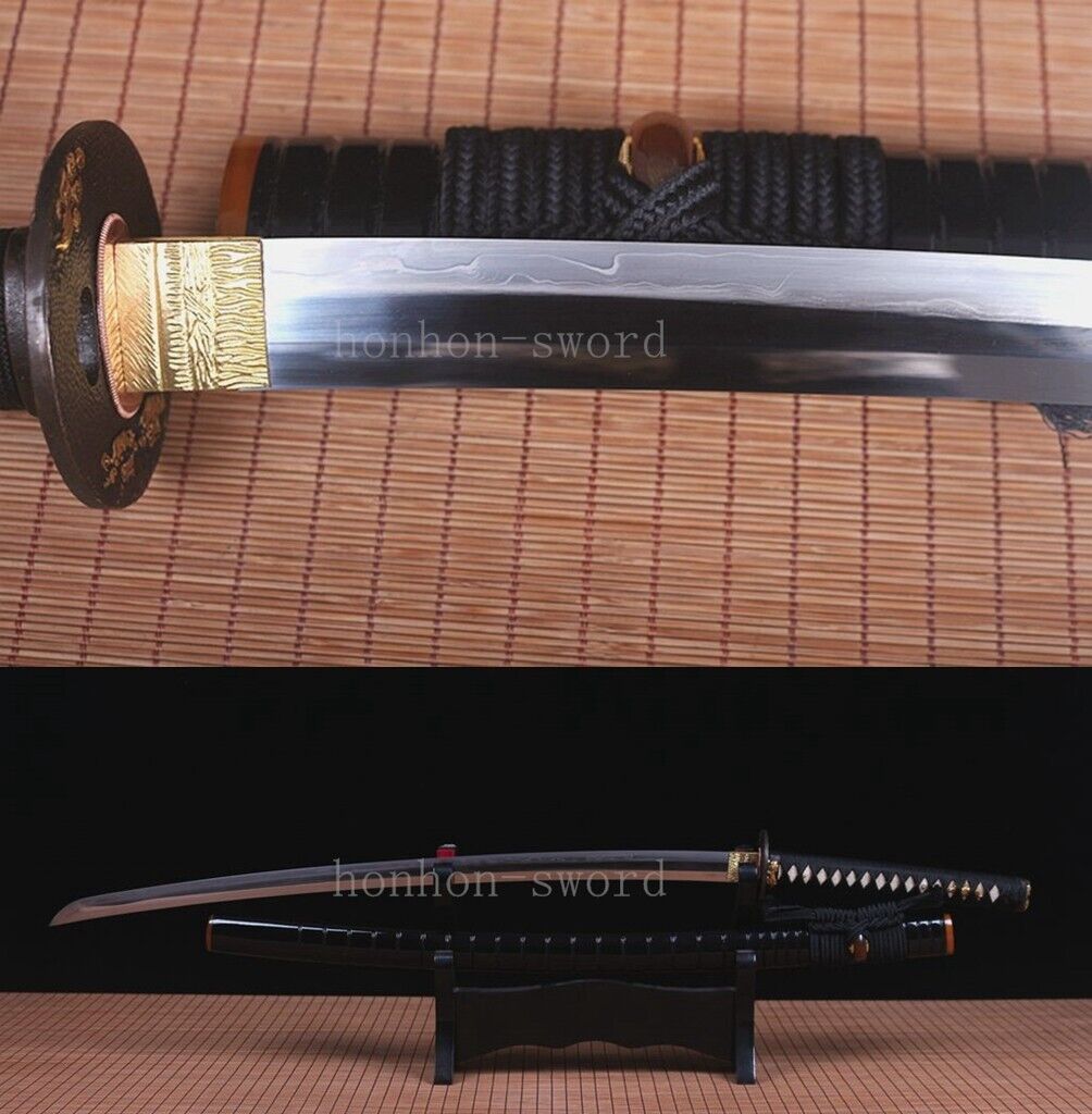 Shihozume Clay Tempered Katana Japanese Samurai Sword handmade ox horn Saya