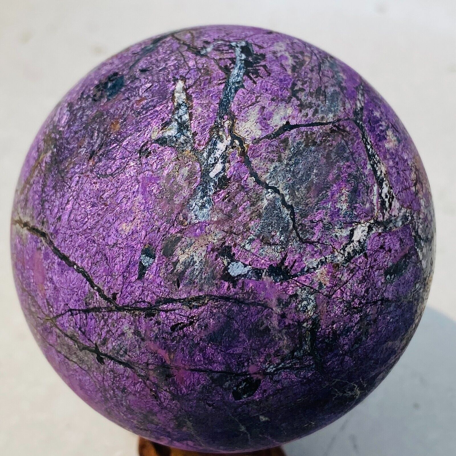 592g Natural Dark Purple Purpurite Super Flash Sphere Rare Specimen Namibia