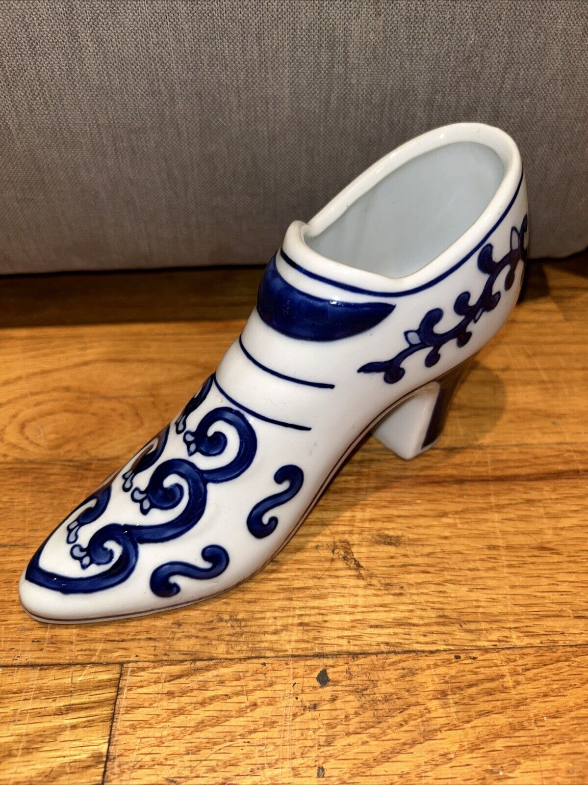 Victorian Style Blue And White Shoe Planter