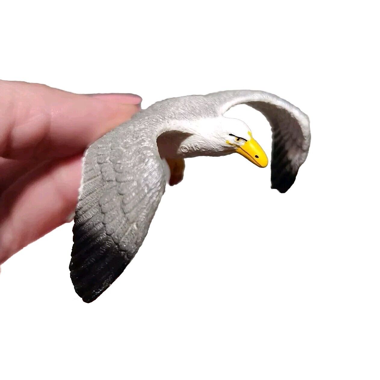 Schleich Seagull White Gray 14720 Bird Curved Wings Bent Wings Spread Flying 