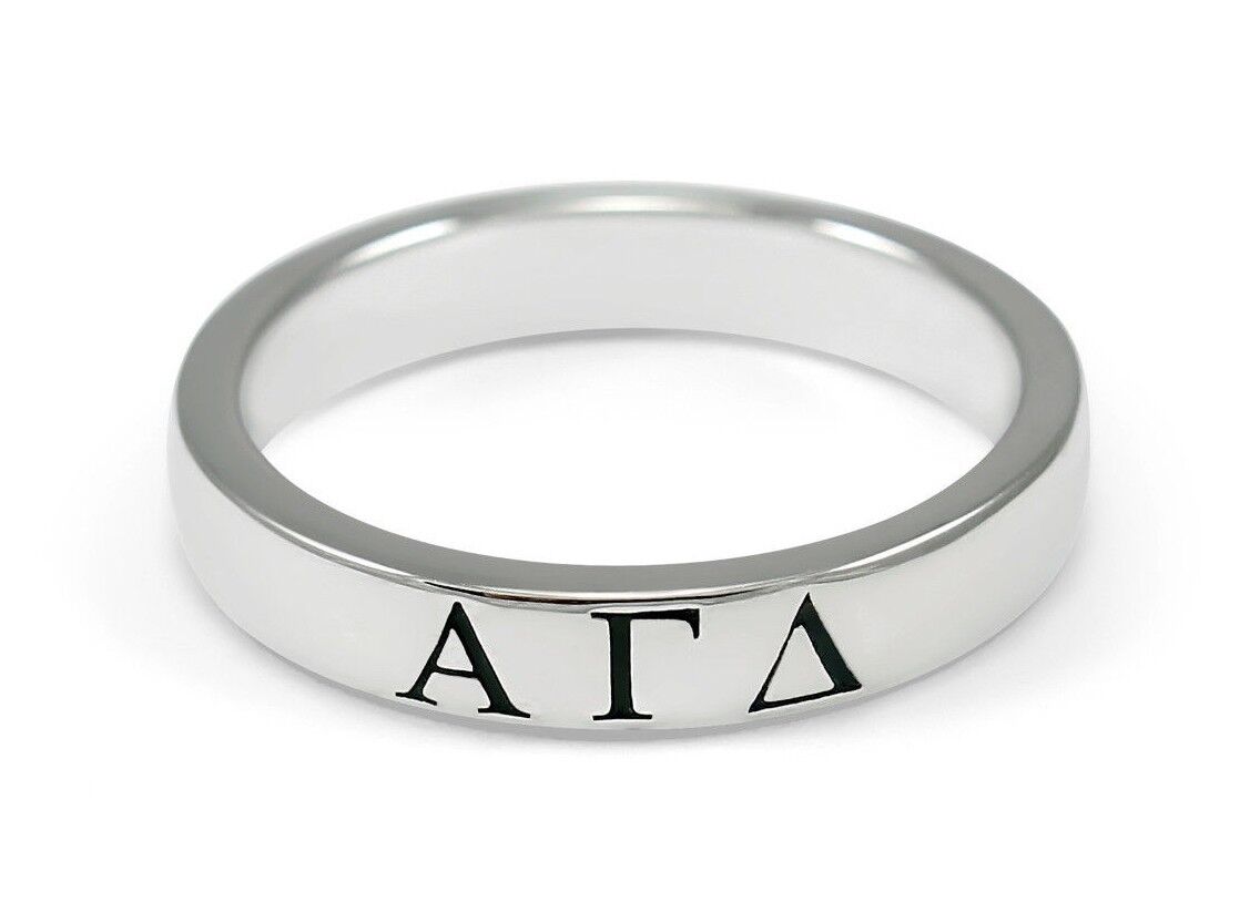 Alpha Gamma Delta Sorority Sterling Silver Ring with Black enamel, NEW