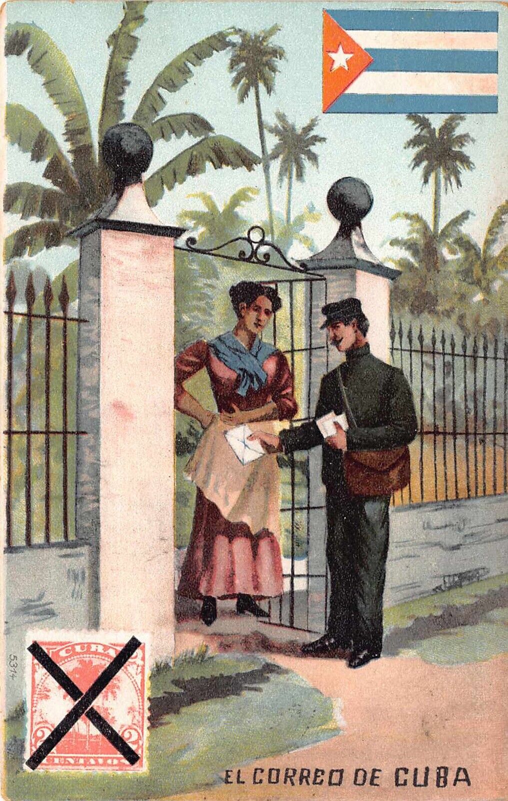 CUBAN Mailman - RARE 1900’s Postman delivering Mail in Cuba - Correo 