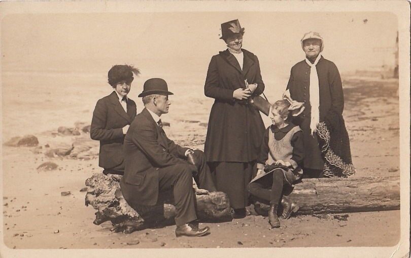 RPPC Postcard Family Outside on Beach 1916