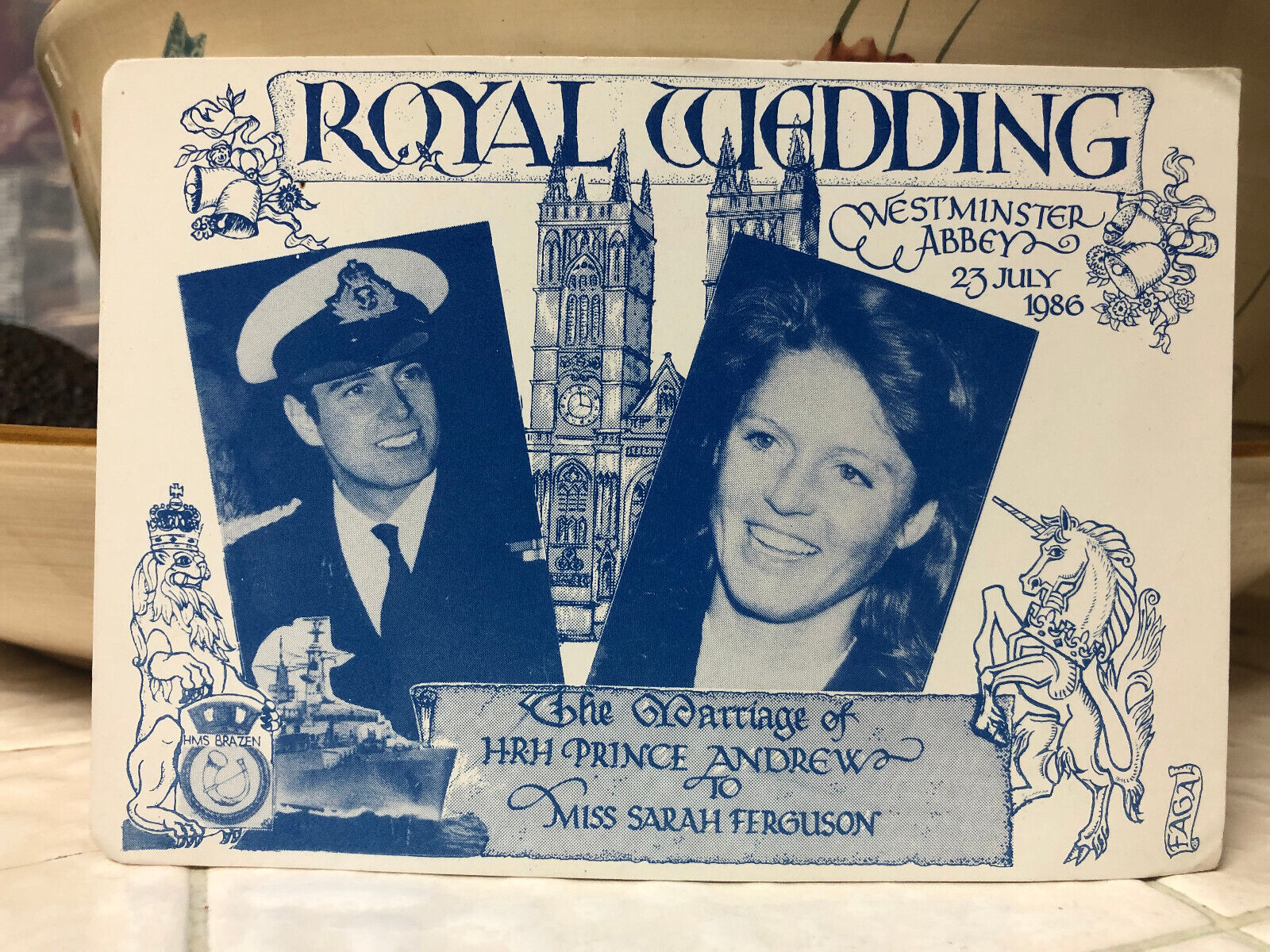 Royal WEDDING marriage of Prince Andrew to Miss Sarah Ferguson 1986 post card