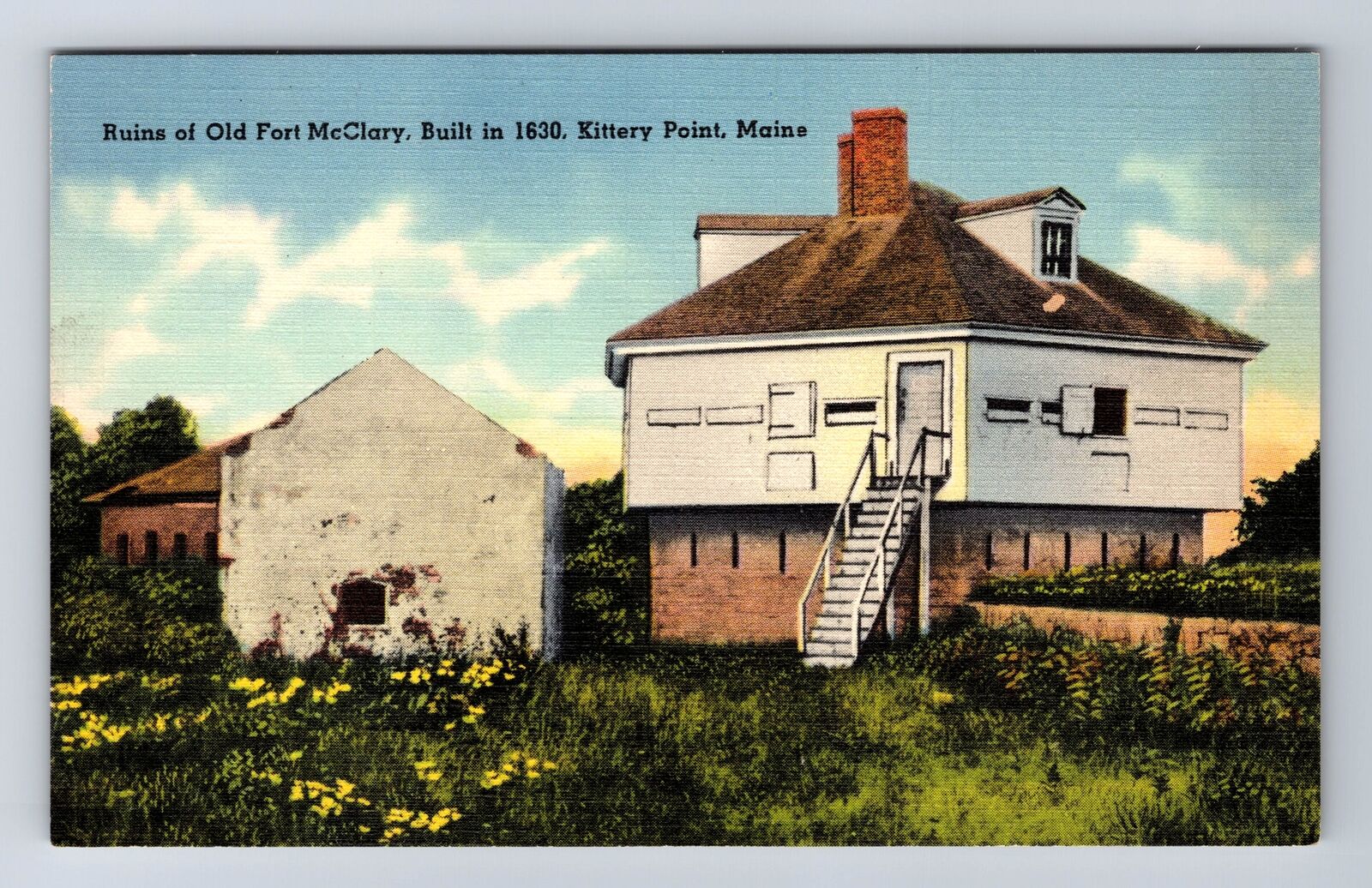 Kittery Point ME-Maine, Ruins Of Old Fort McClary, Antique, Vintage Postcard
