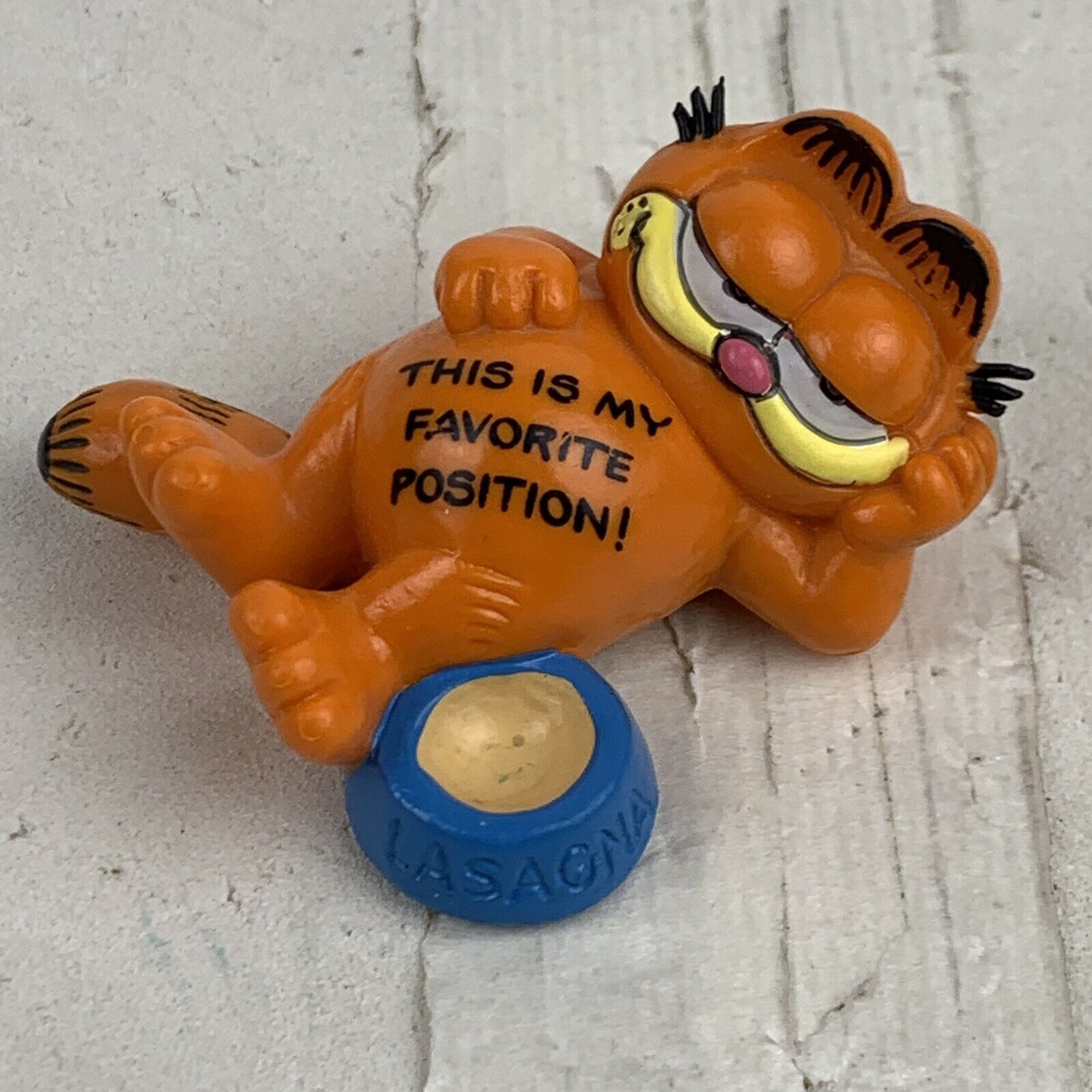 Garfield W Bowl My Favorite Position PVC Figure 1981 80s Bully West Germany RARE