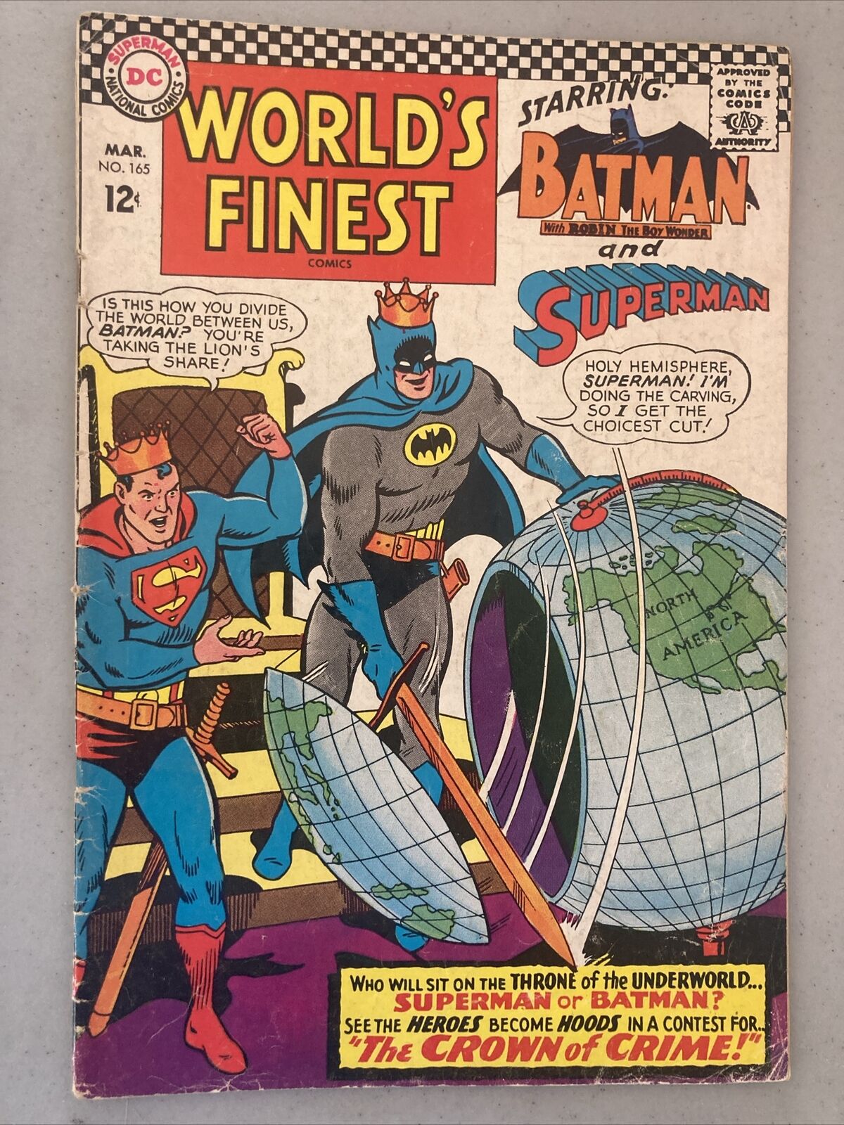 World\'s Finest  #165 DC- The Crown Of Crime 1967  VG-Good