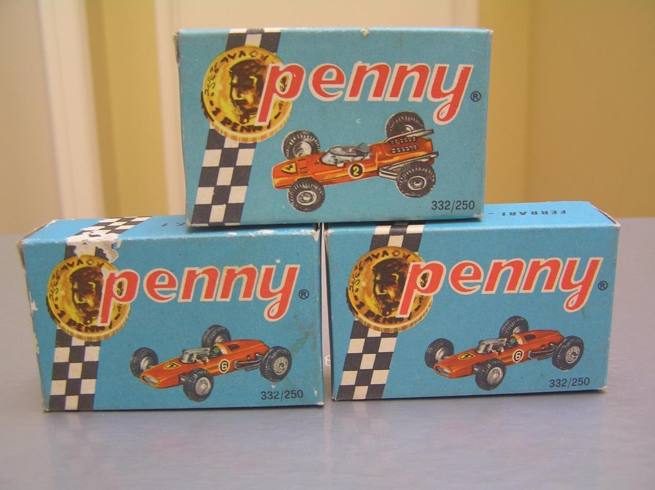 Politoys Penny lot of 3 Ferrari original boxes made in Italy