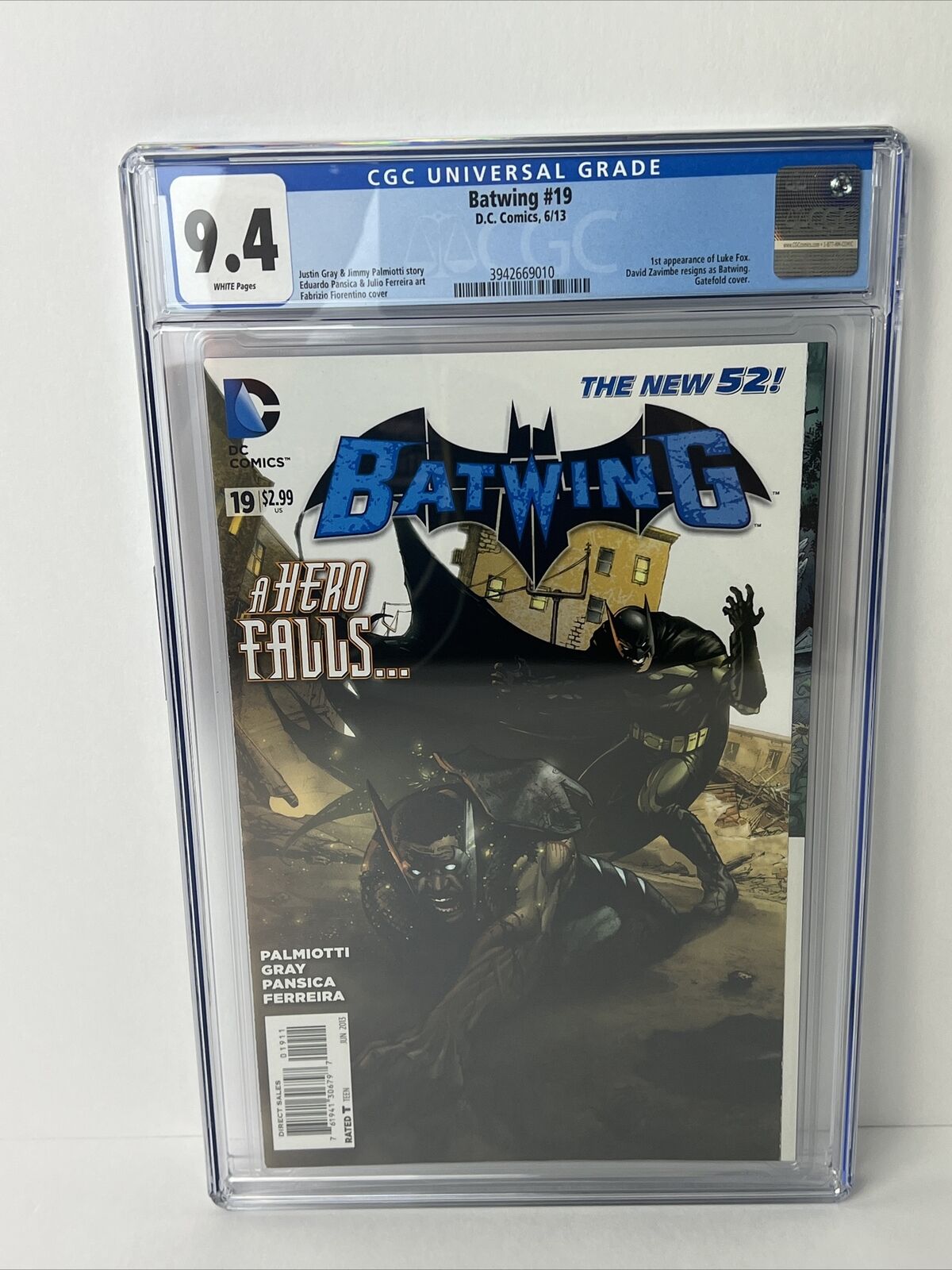 Batwing #19 CGC 9.4 White Pages DC Comics (2013) 1st Appearance Of Luke Fox