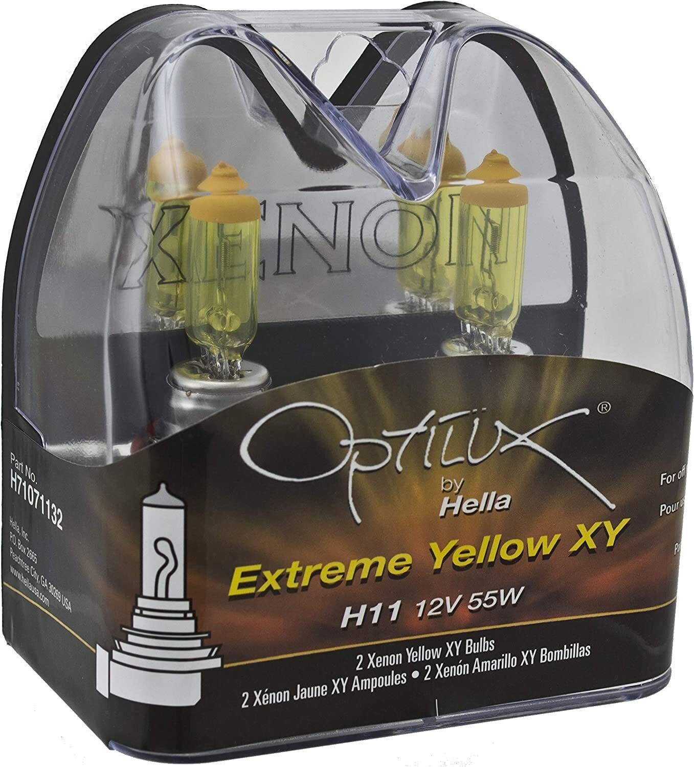 HELLA H71071132 Optilux XY Series H11 Xenon Yellow Halogen Bulbs, 12V, 55W, 2EA