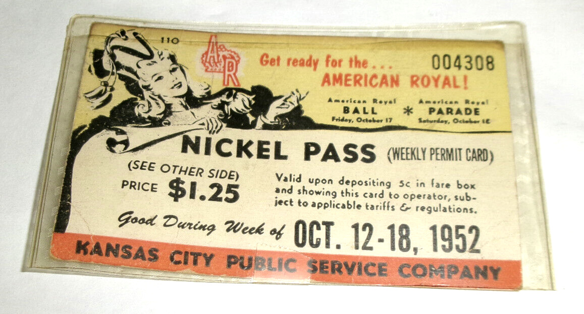 1952 Kansas City American Royal Nickel Pass