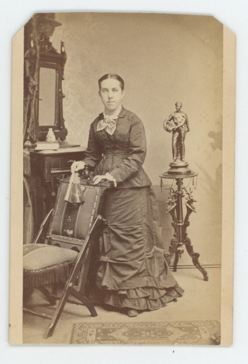Antique CDV Circa 1870s Lovely Woman in a Long Victorian Era Dress Hillsdale, MI