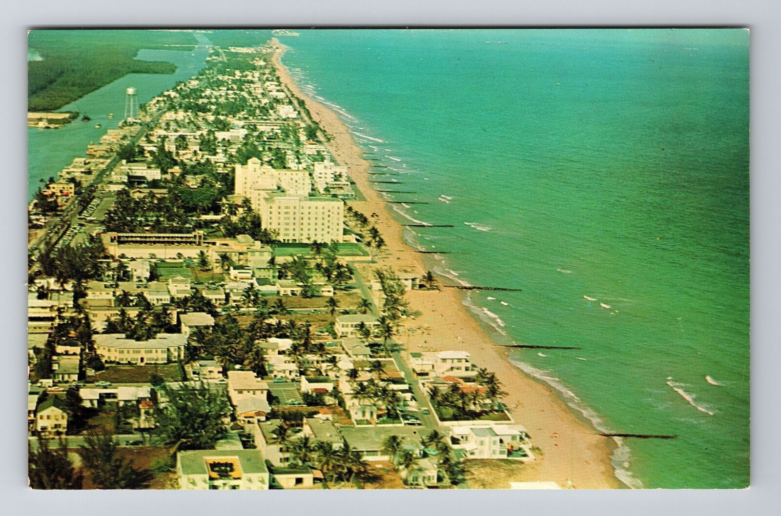 Hollywood Beach FL-Florida, Air View, By the Sea, Vintage Postcard