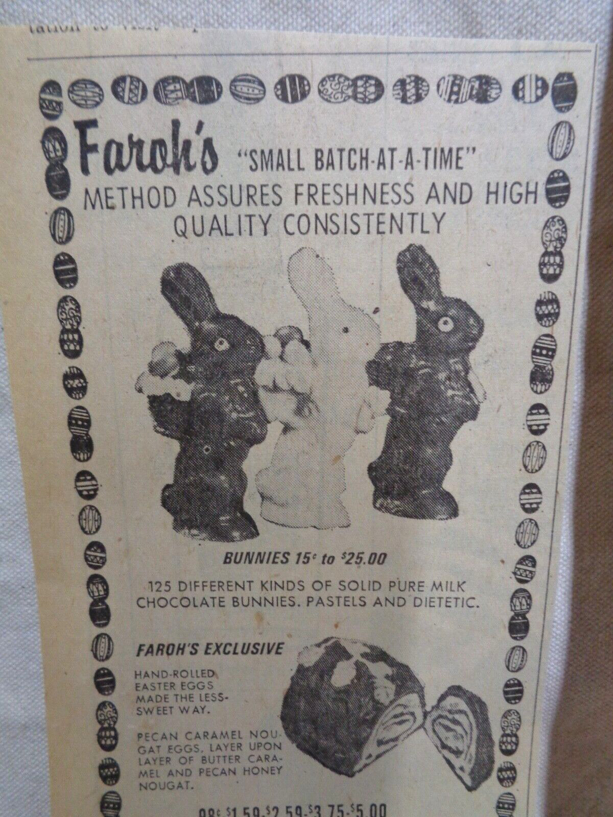 Faroh\'s Candies shop 1973 Ohio Kamm\'s Plaza Center AD clipping OLD