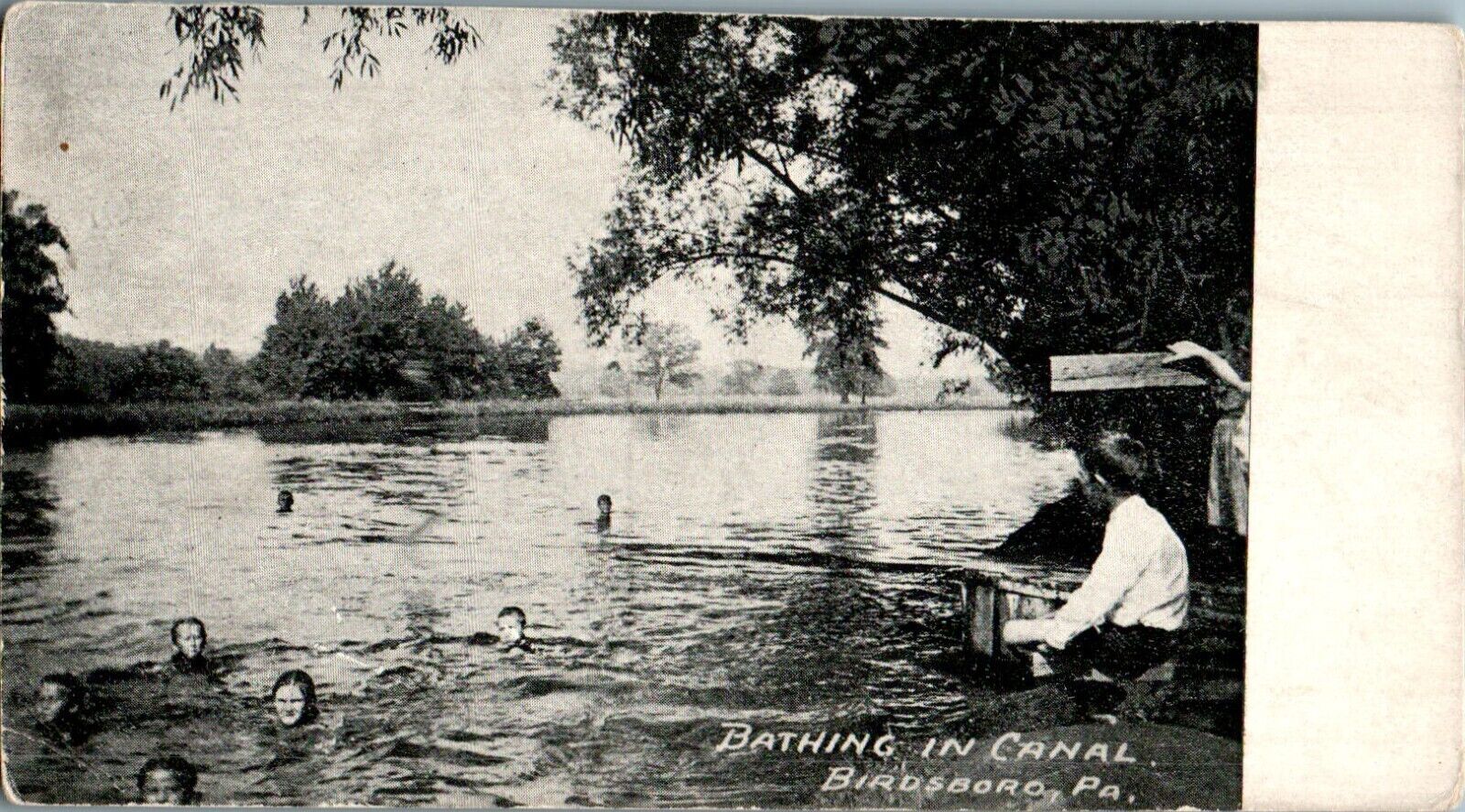 Bathing in Canal, Birdsboro, Pennsylvania PA RPPC Postcard