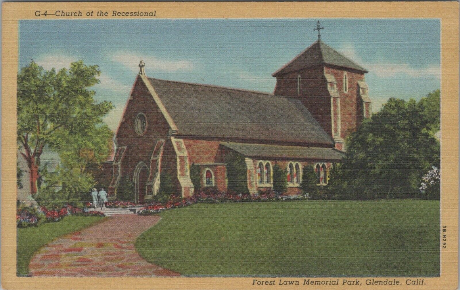 Church Of The Recessional Memorial Park Glendale CA Linen Vintage Post Card