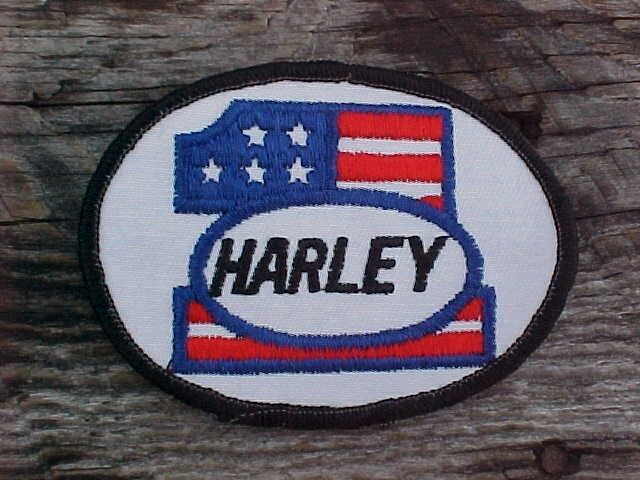 1970s HARLEY #1 DAVIDSON WHITE OVAL PATCH VINTAGE AMF ERA R/W/B NOS