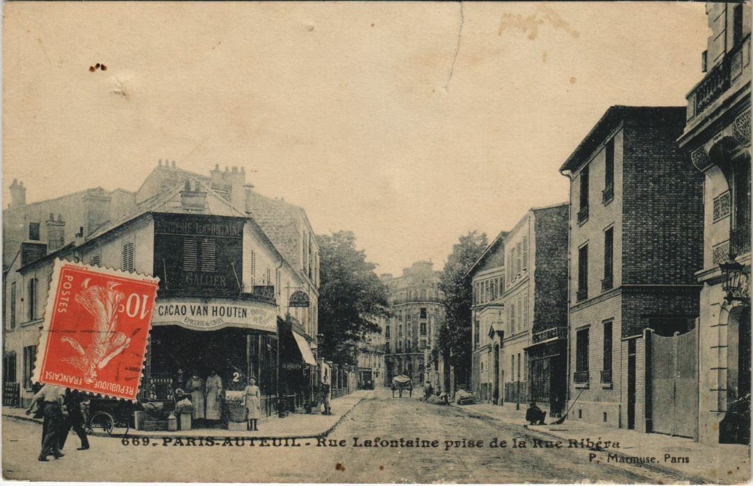 CPA AK PARIS 16th Auteuil Rue Lafontaine Rue Ribera (925520)