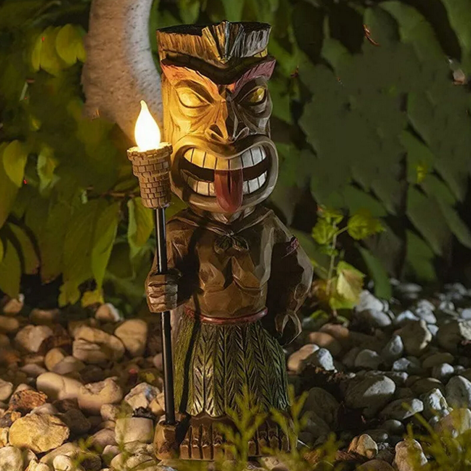 Solar Powered Outdoor Garden Decor LED Light Ancient Totem Statue with Flic US