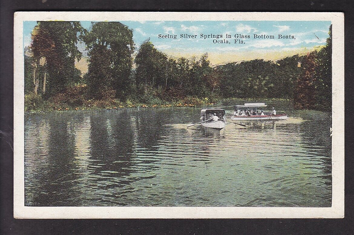 OCALA, FLA., SEEING SILVER SPRINGS IN GLASS BOTTOM BOATS - 1923