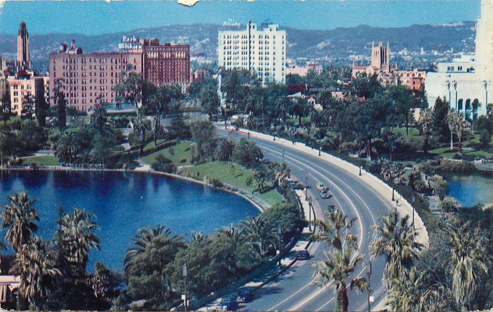California CA Los Angeles Wilshire Boulevard Postcard Old Vintage