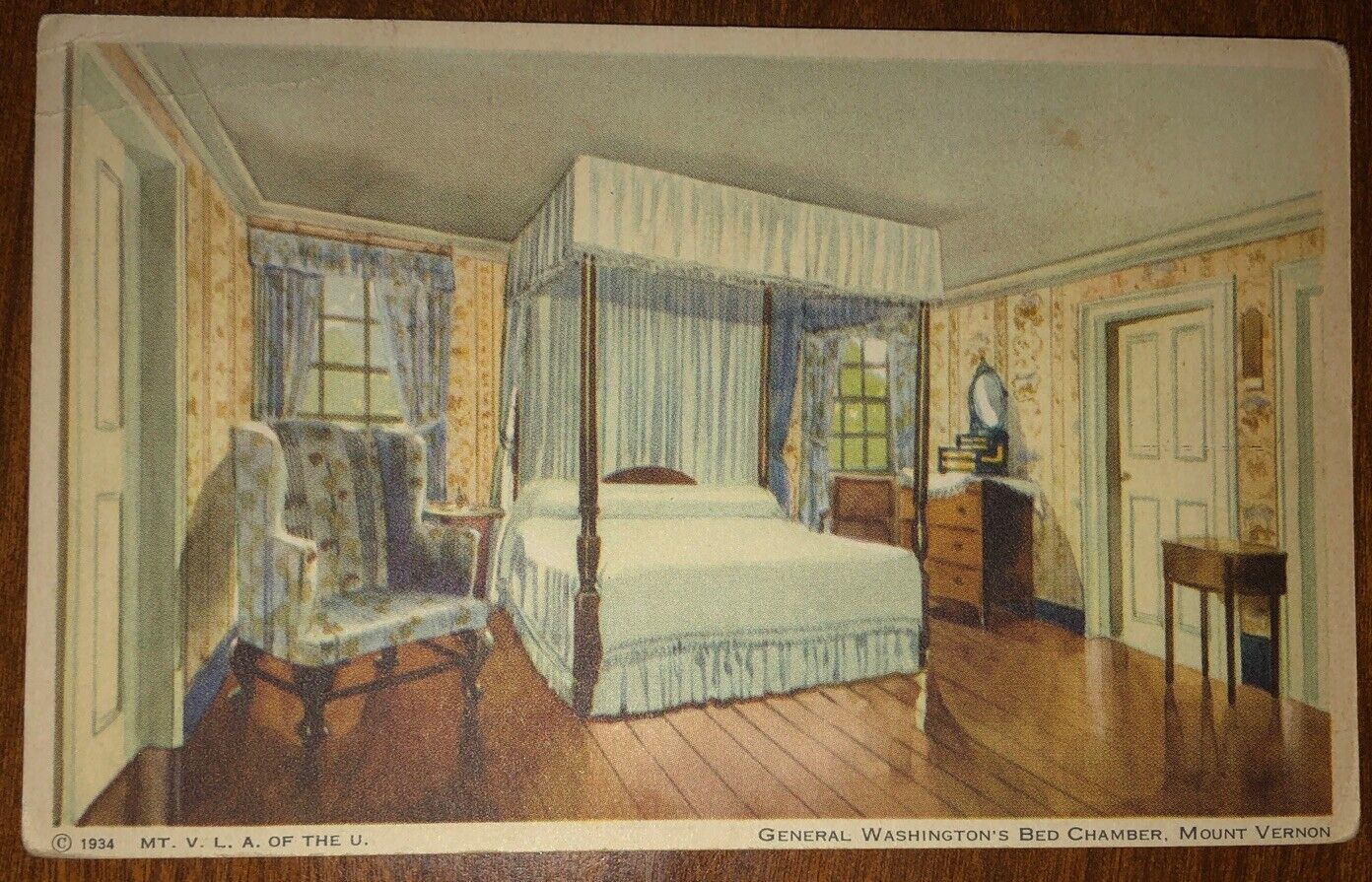 UNP Postcard Mount Vernon Virginia President/General Washington’s Bed Chamber