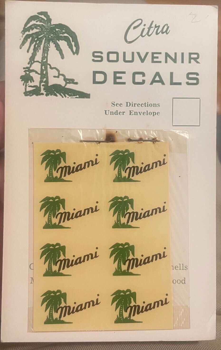 1960s Miami Florida Mini Souvenir Decals Sheet