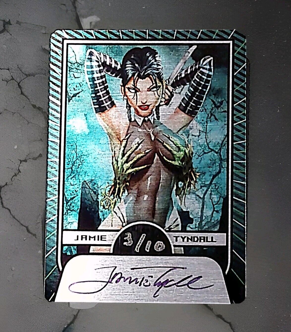Wednesday Addams Jamie Tyndall Signed and Numbered Metal Trading Card #3/10 