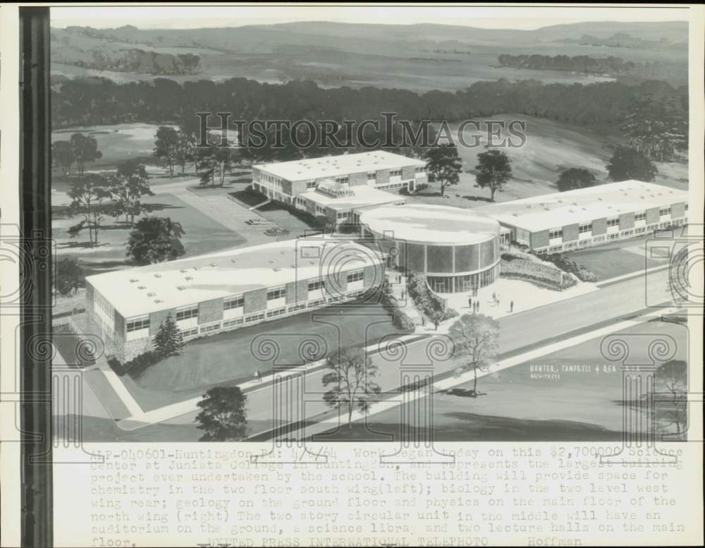1964 Press Photo Drawing of Science Center at Juniata College in Huntingdon, PA
