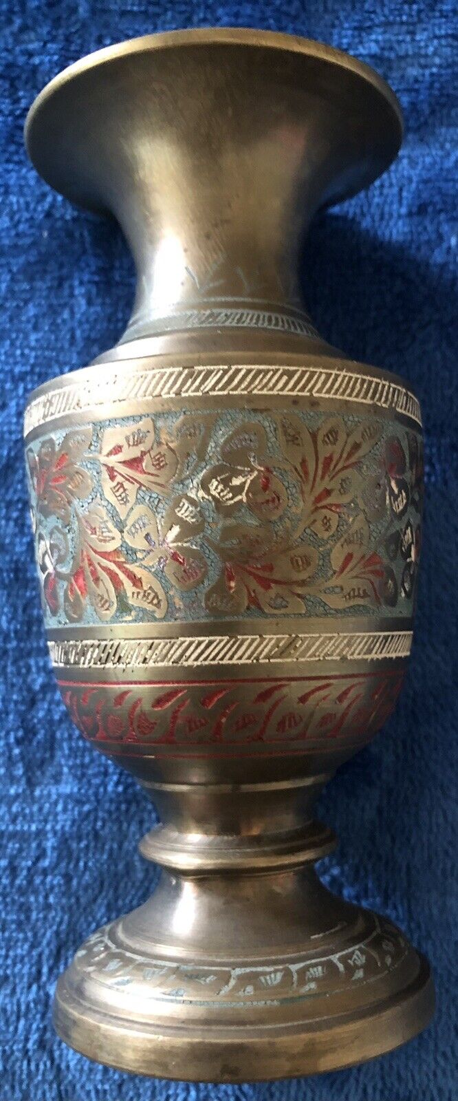 SOLID BRASS VASE With Intricate etched pattern  Made In INDIA. Vintage