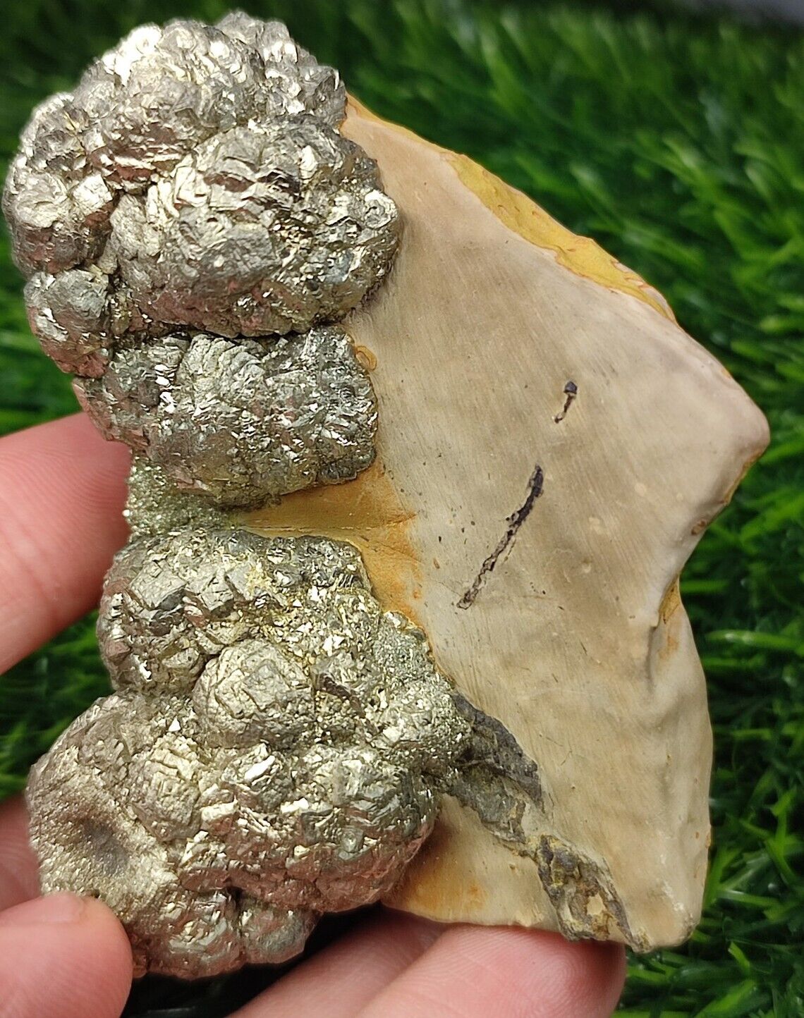 256-gm Natural Pyrite/Marcasite Beautiful Specimen On Matrix With Unique Growth.