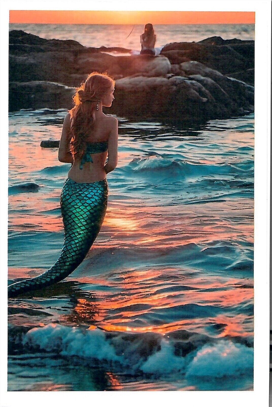 NEW Custom Designed Printed 4x6 Postcard Mermaid sunset sunrise ocean beach