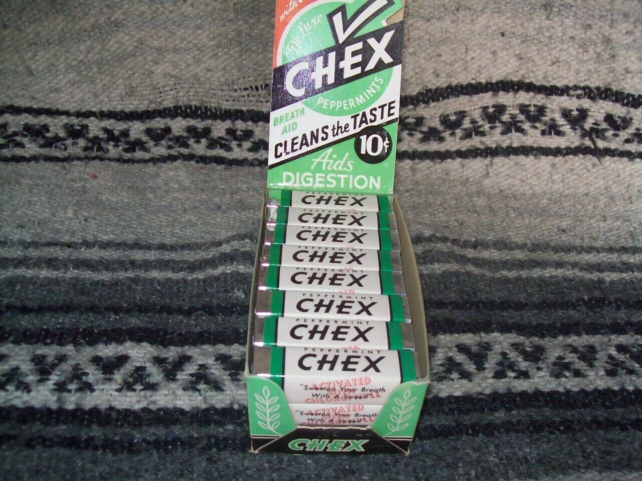 Vintage Original NOS  CHEX Peppermints Breath & Digestive Aids POS Advertising 