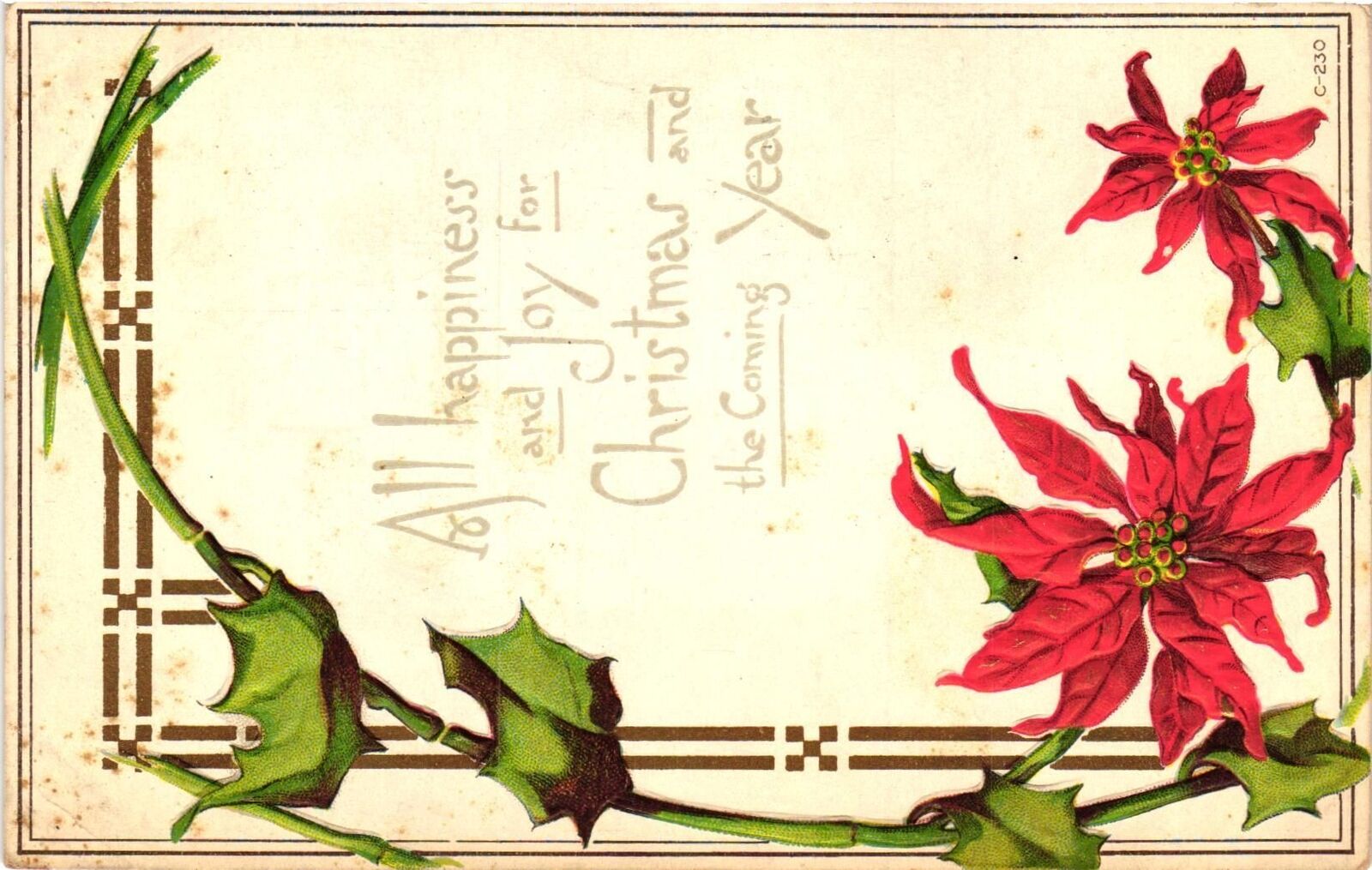 Vintage Postcard- All Happiness and Joy for Christmas