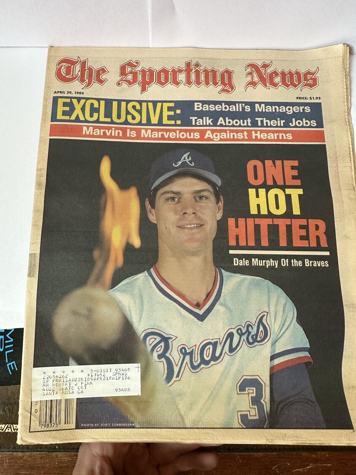 April 29, 1985 The Sporting News Atlanta Braves Superstar OF Dale Murphy