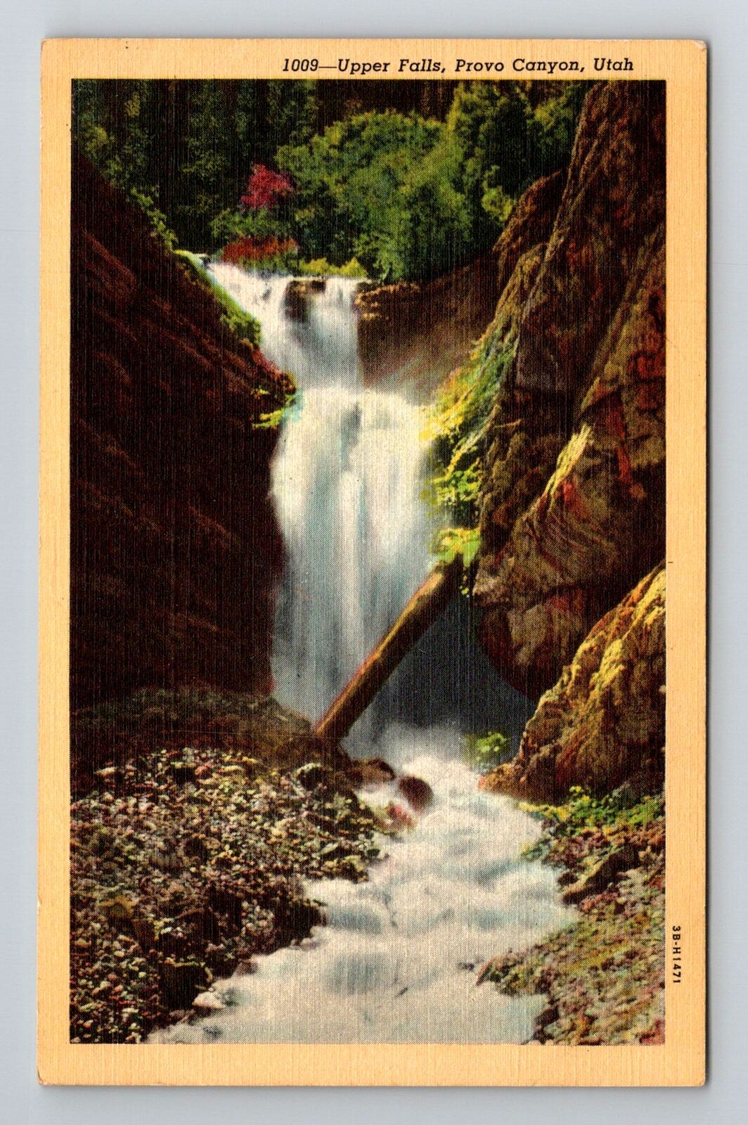 Provo Canyon, UT-Utah, Upper Falls Antique, Vintage Souvenir Postcard