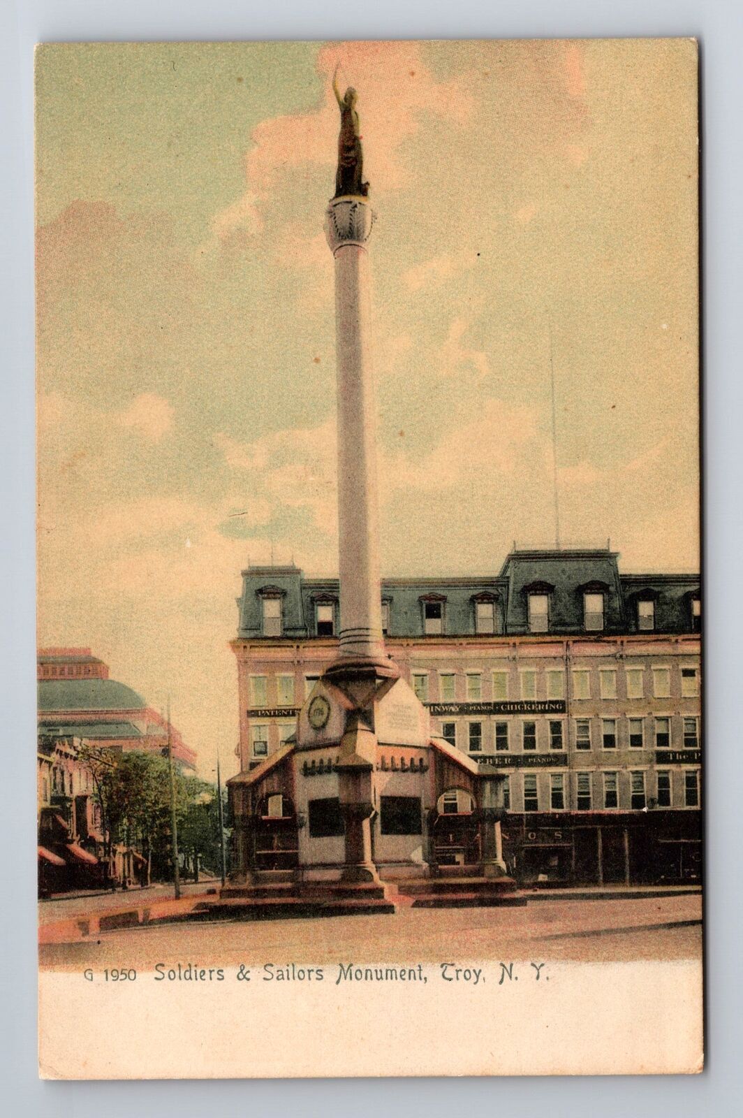 Troy NY-New York, Soldiers and Sailors Monument, Antique Vintage Postcard